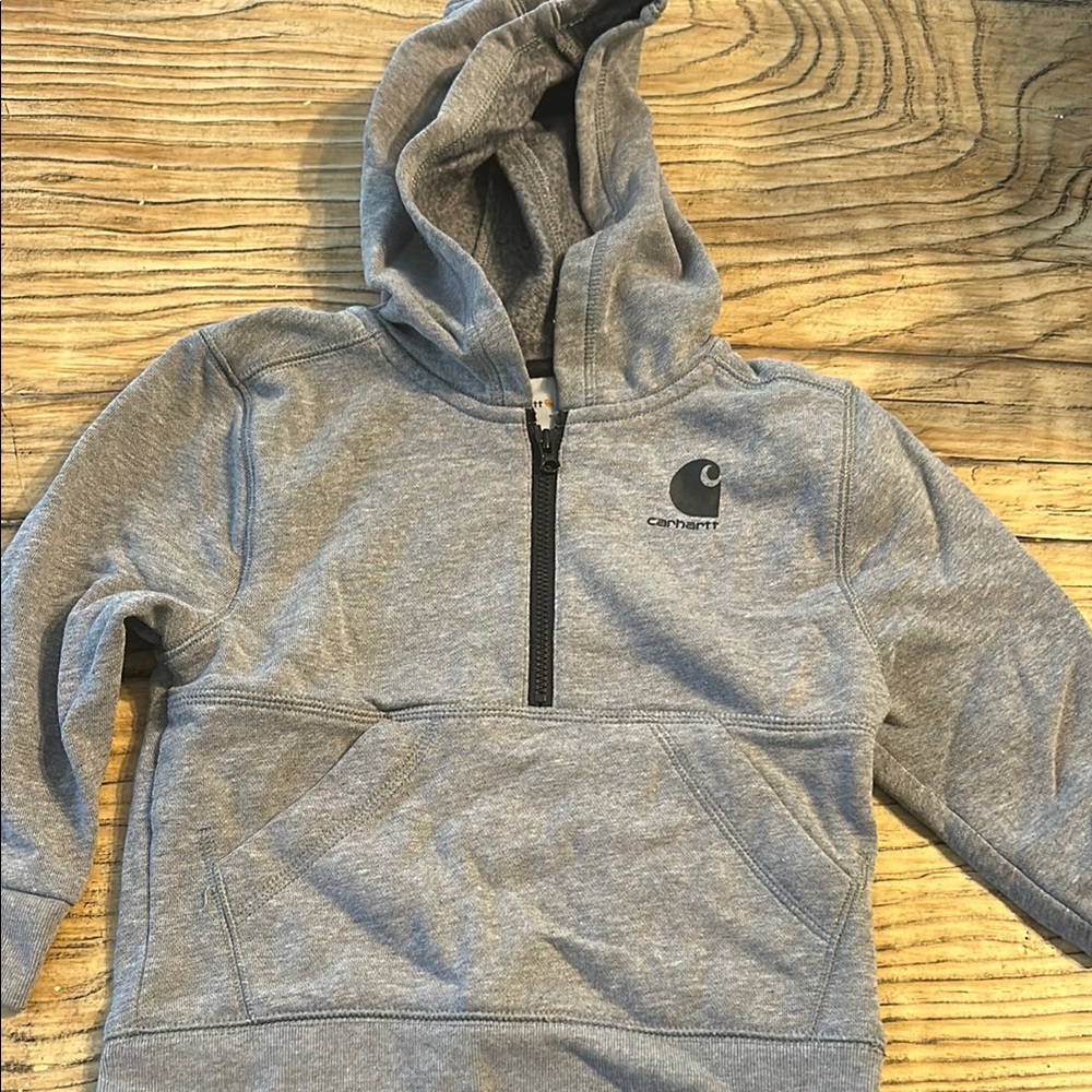 Carhartt Gray Half-Zip Hoodie Sweatshirt